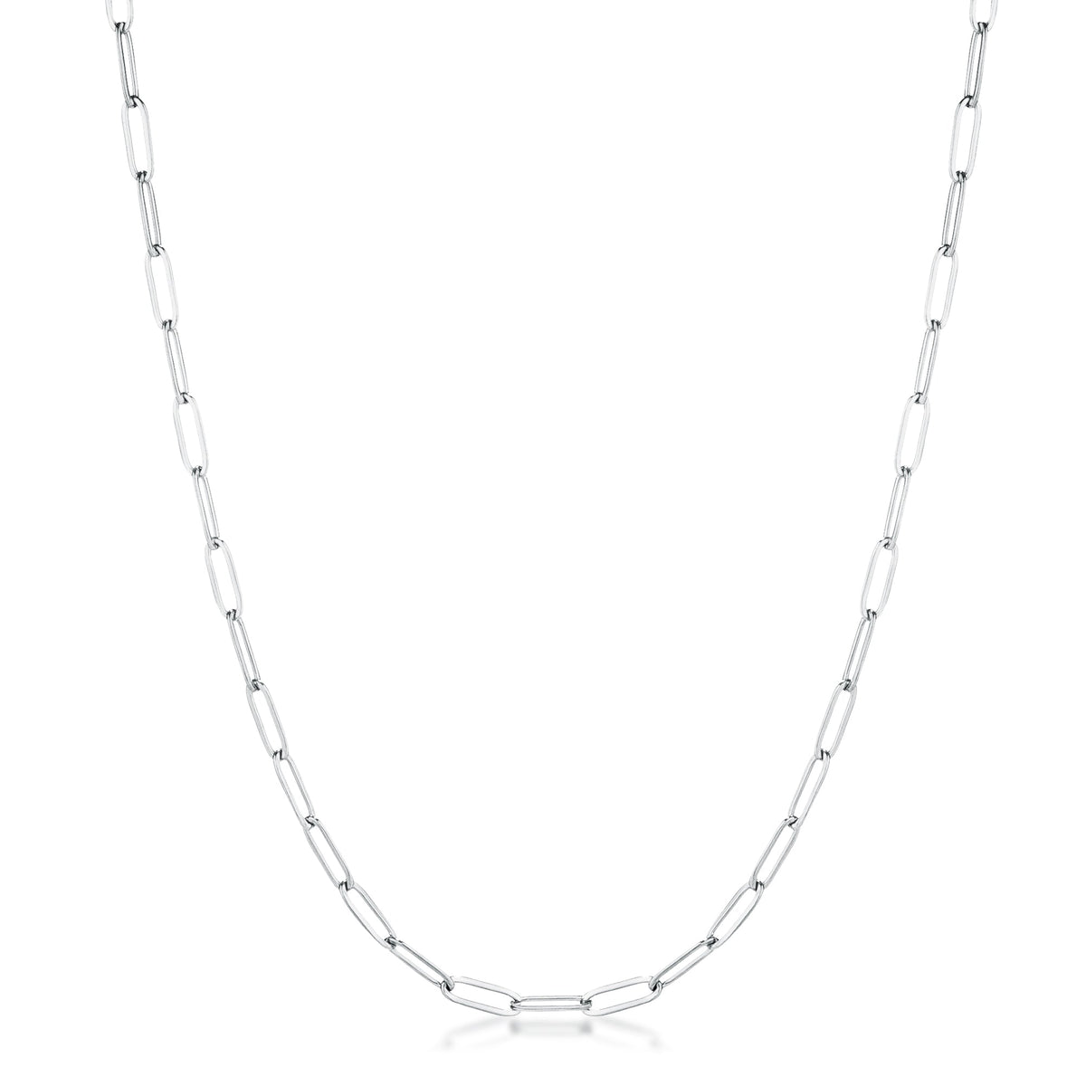 16 Rhodium Plated Linked Petite Paperclip Chain Necklace