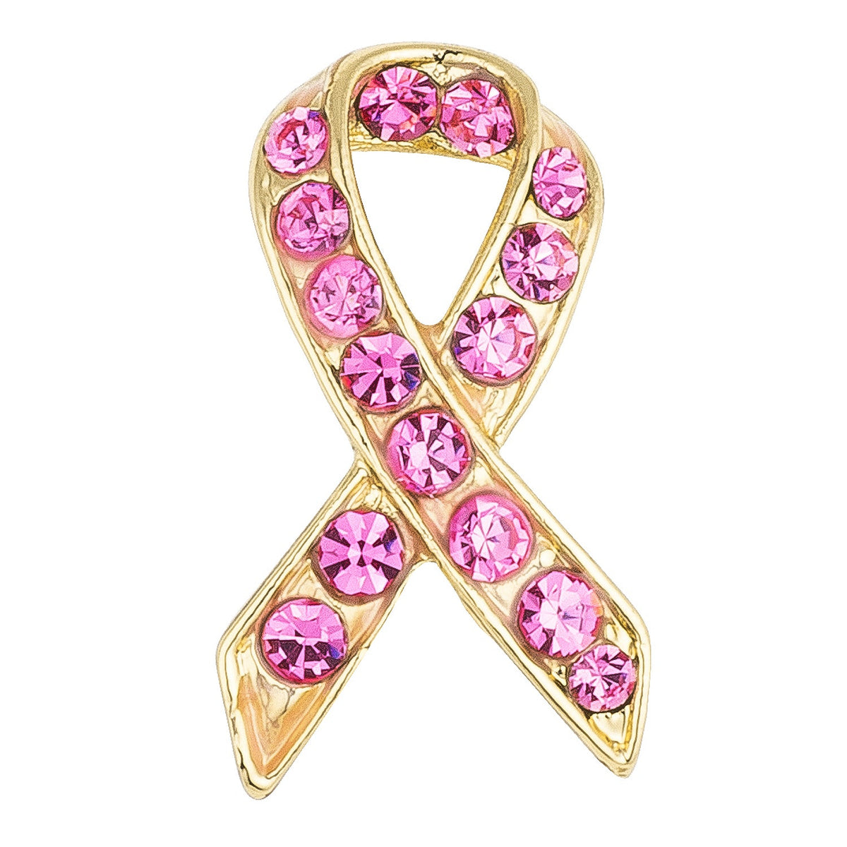 18K Plated Pink Crystal Awareness Pin